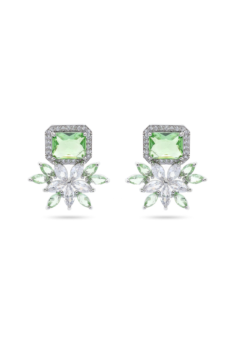 Dainty Light Green Floral Stud Earrings