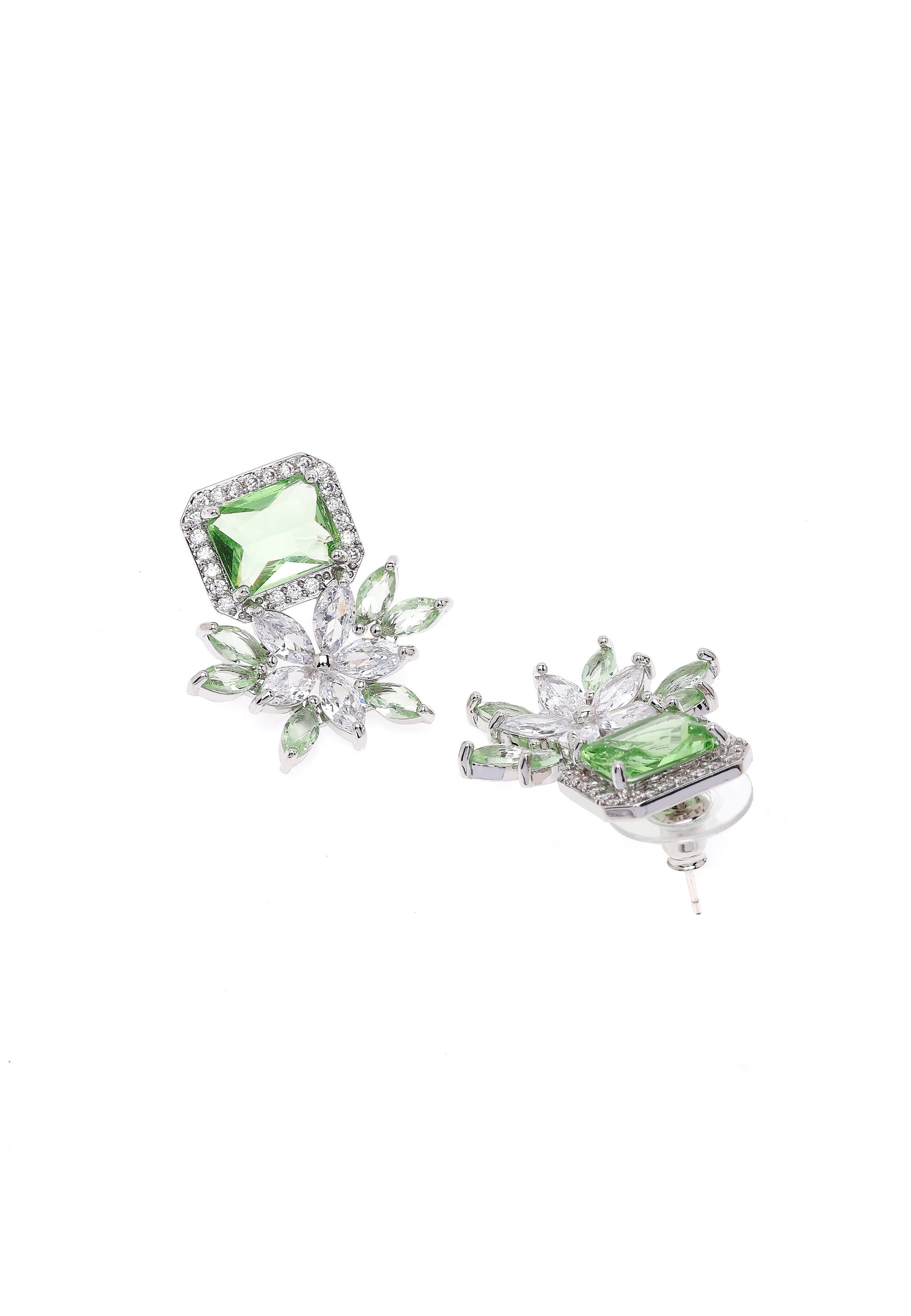 Dainty Light Green Floral Stud Earrings