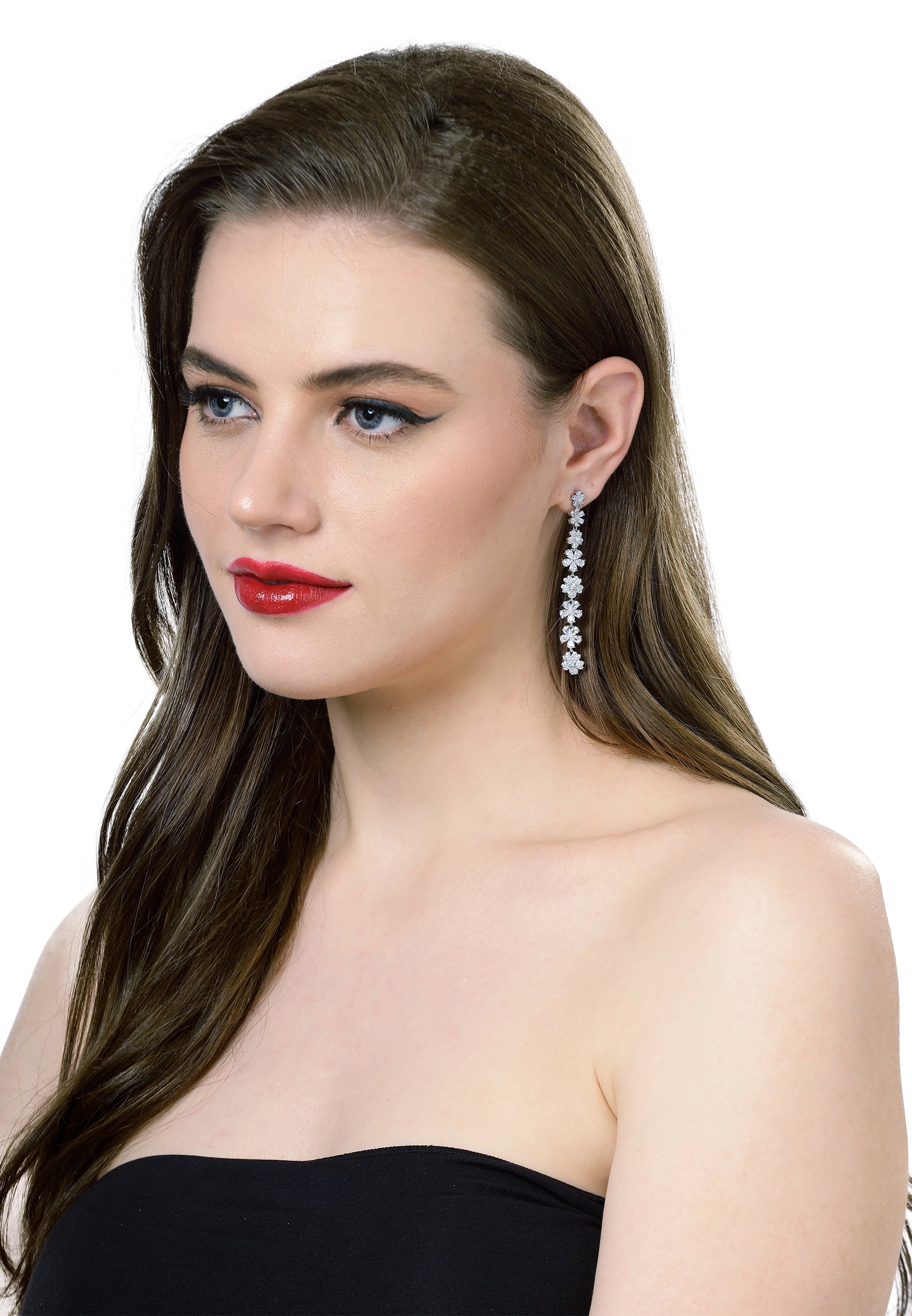 Long Floral Dangle Earrings