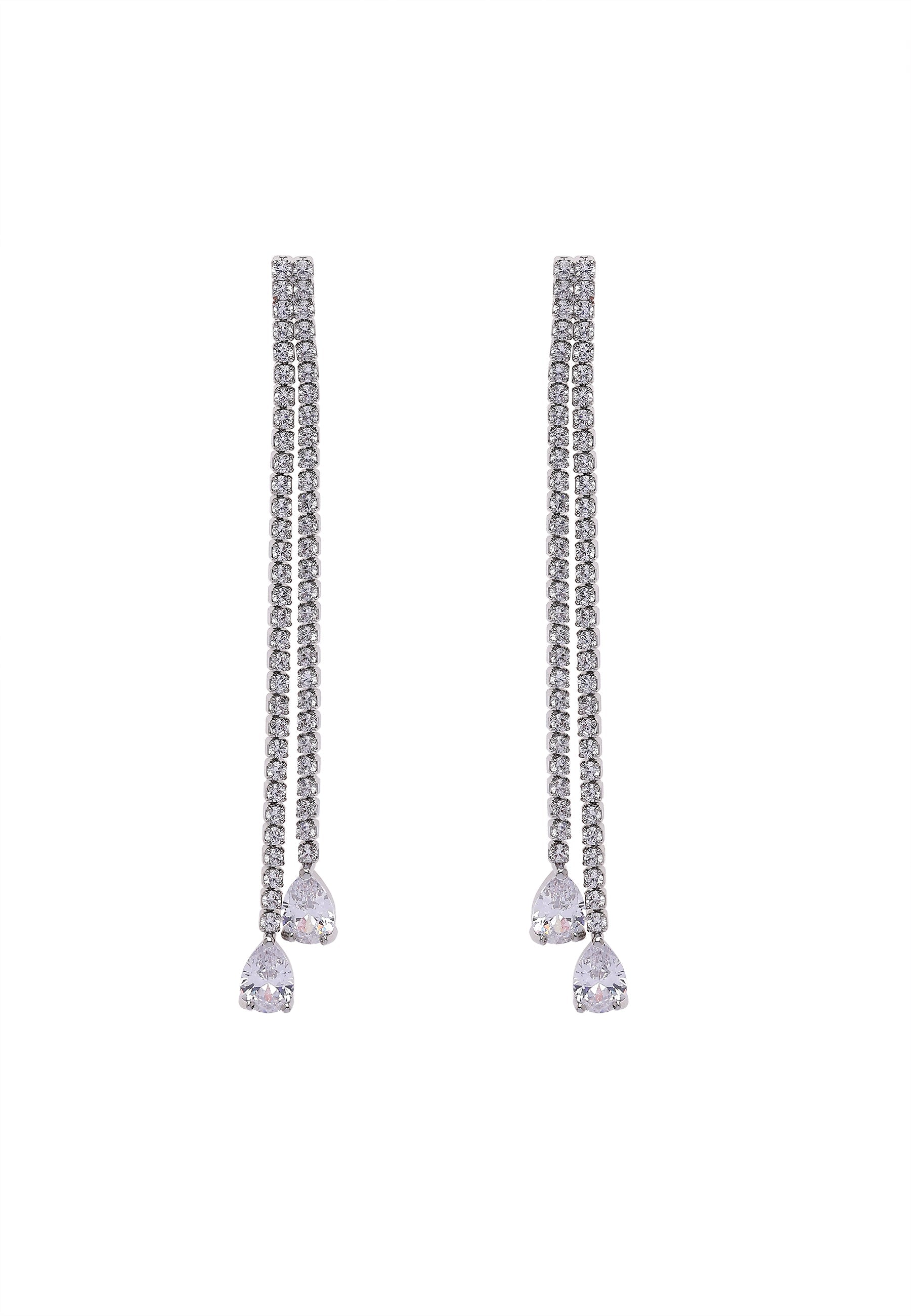 Silver Double Long Earrings