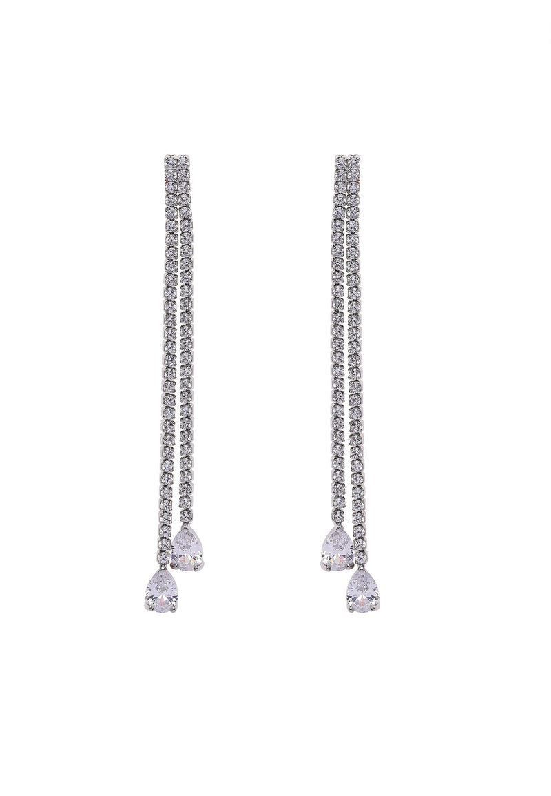 Silver Double Long Earrings