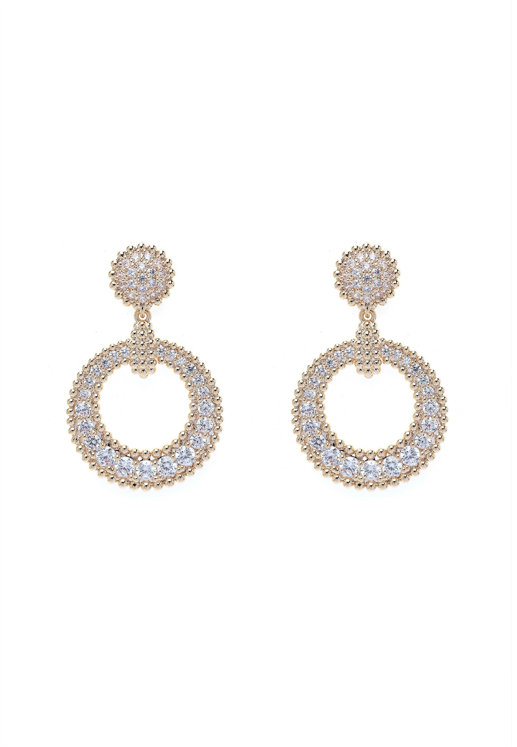 Gold-Colored Circular Drop Earrings