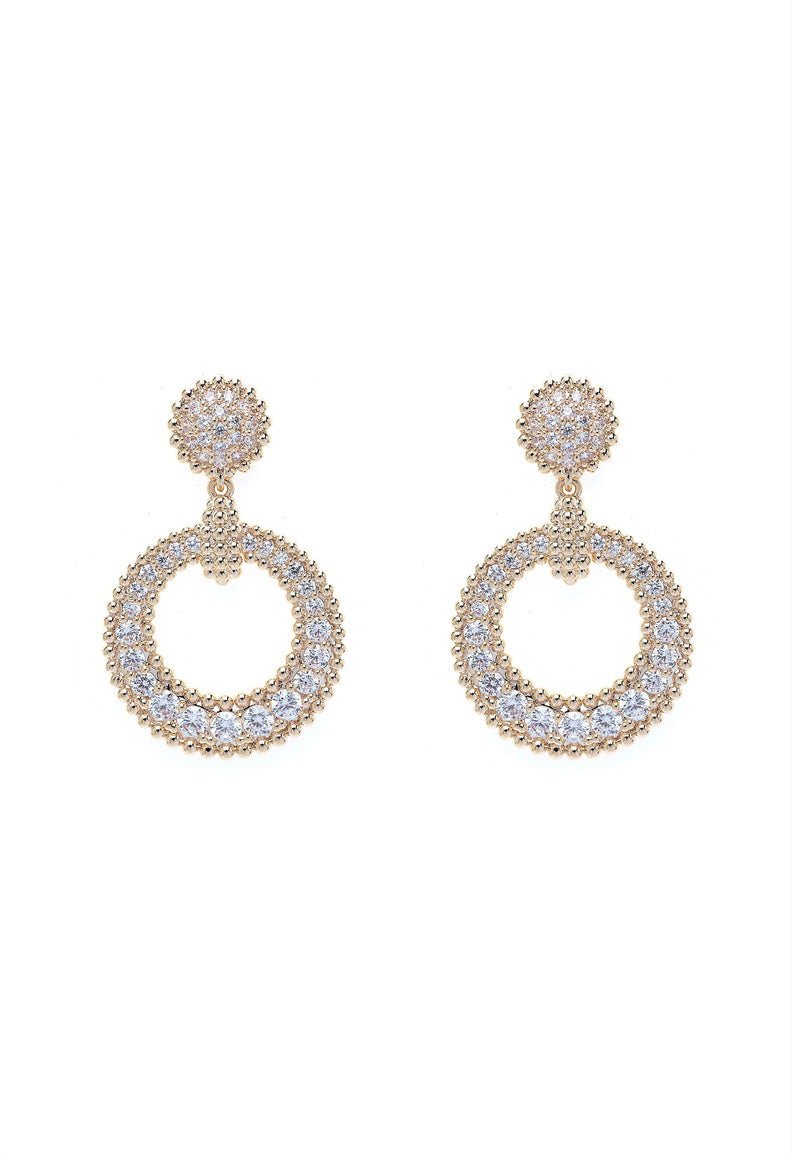 Gold-Colored Circular Drop Earrings