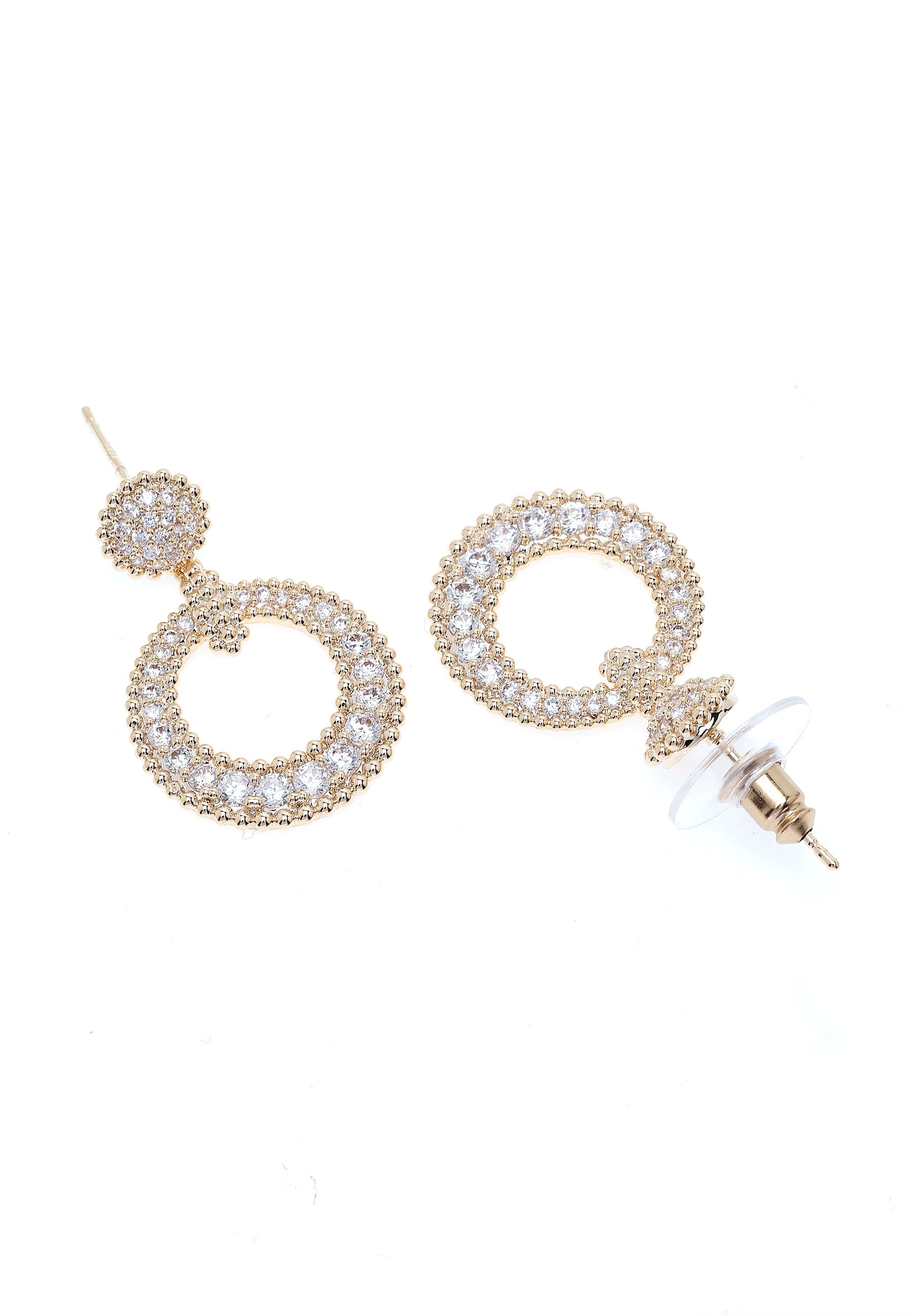 Gold-Colored Circular Drop Earrings