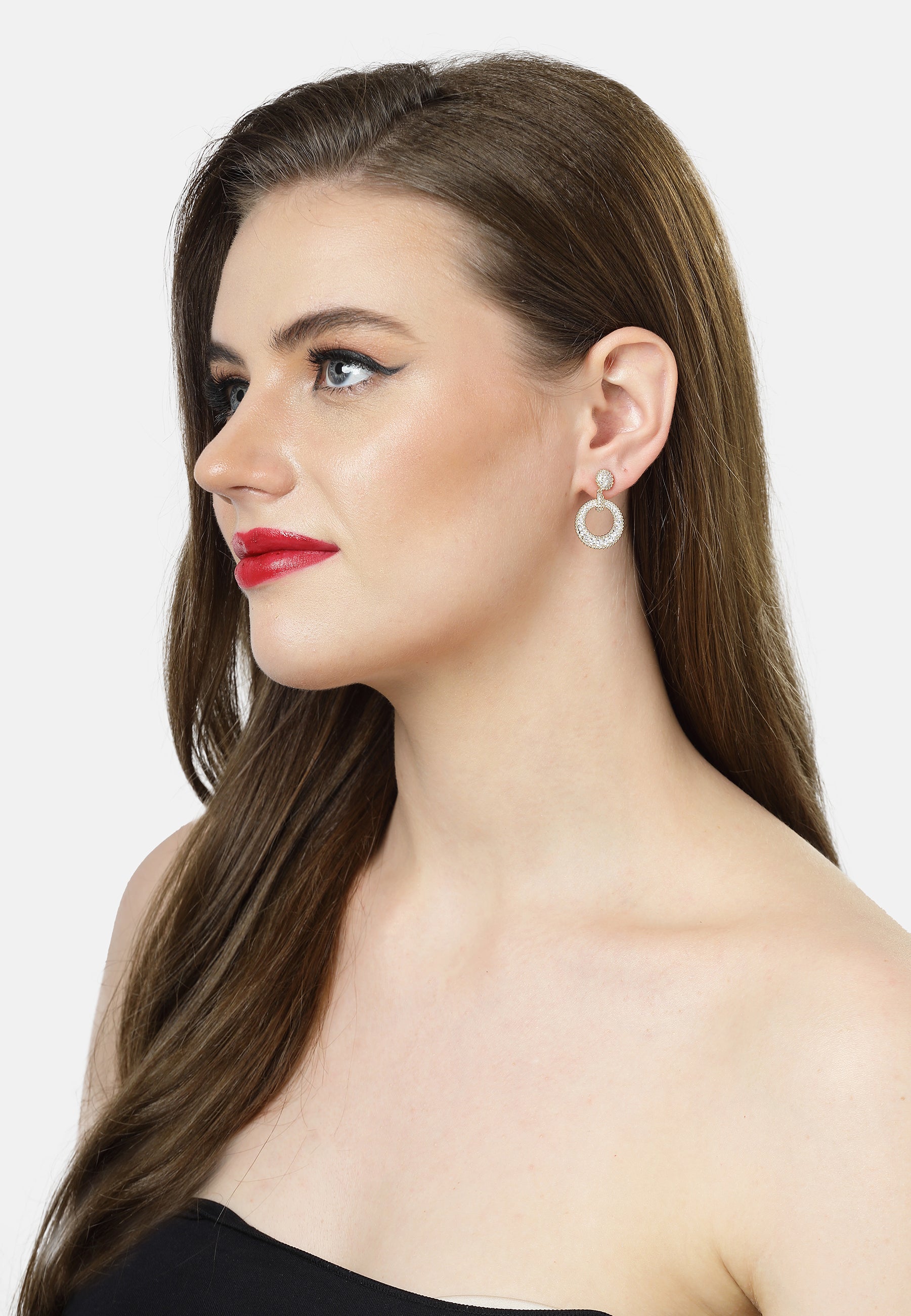 Gold-Colored Circular Drop Earrings