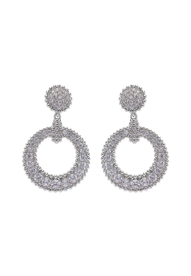 Silver colored Circular Drop Earrings