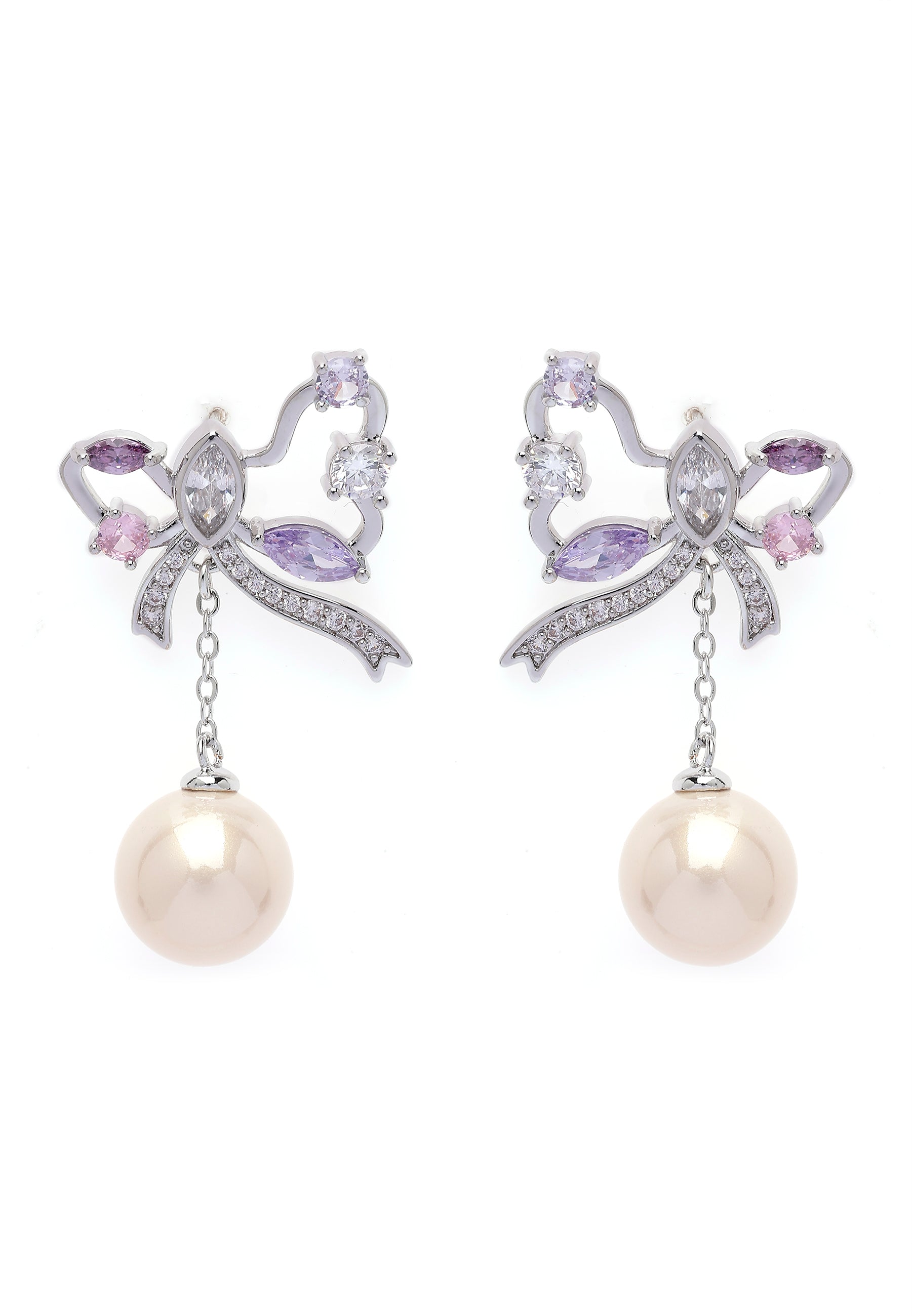 Silver-colored Butterfly Drop Earrings