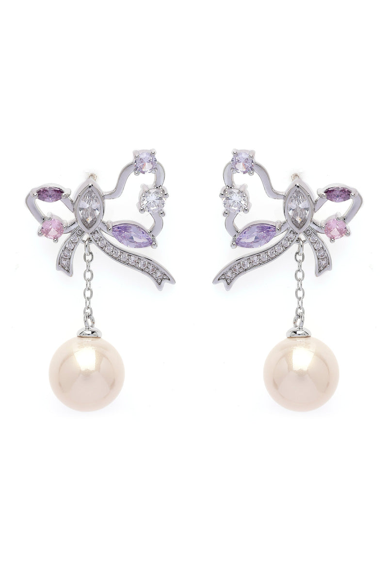 Silver-colored Butterfly Drop Earrings