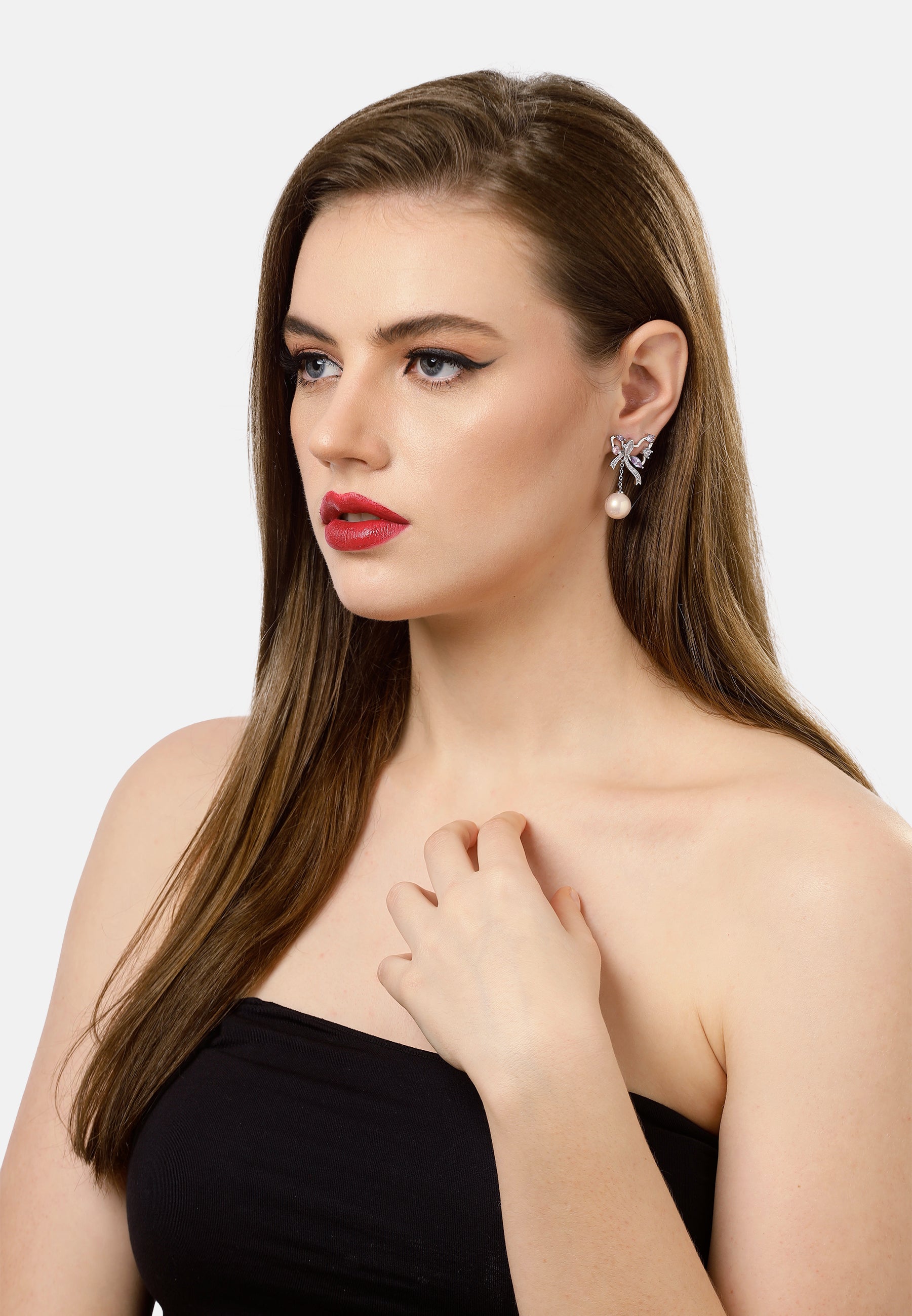 Silver-colored Butterfly Drop Earrings