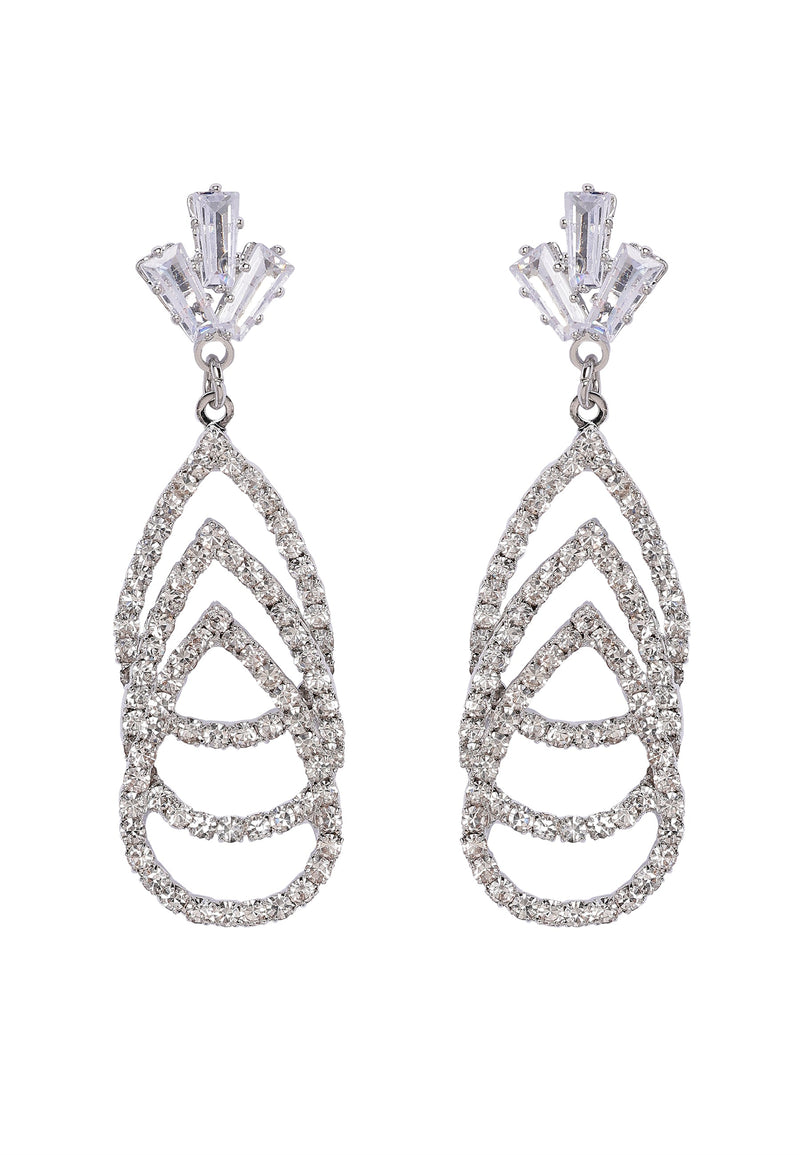 Gleaming Three-Tiered Diamond Drop Earrings