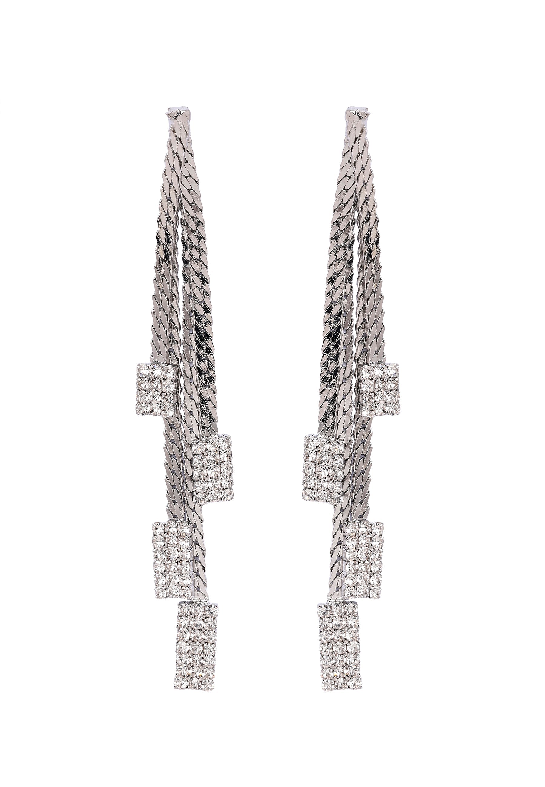 Square Stone Chain Earrings