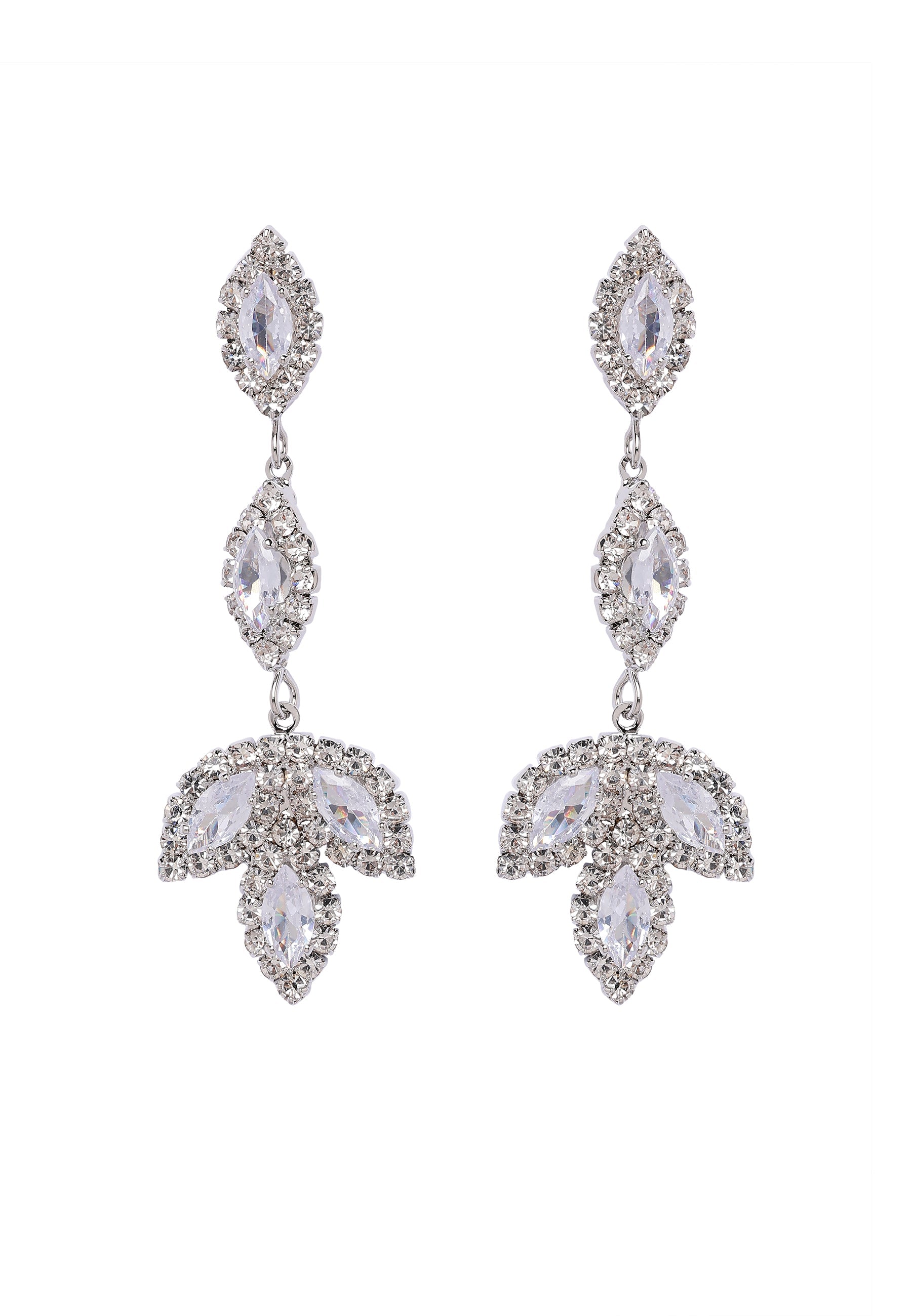 Sparkling Leafy Drop Earrings