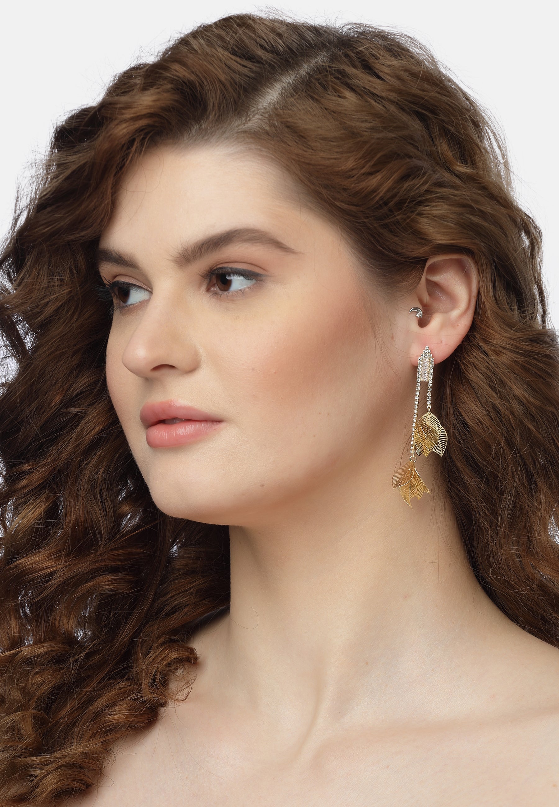 Golden Leafy Dangling Earrings