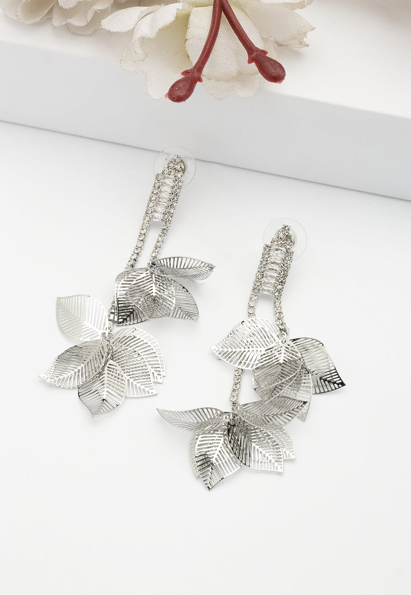 Crystal Leafy Dangling Earrings