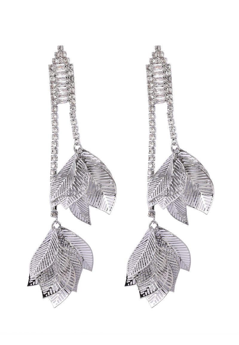 Crystal Leafy Dangling Earrings