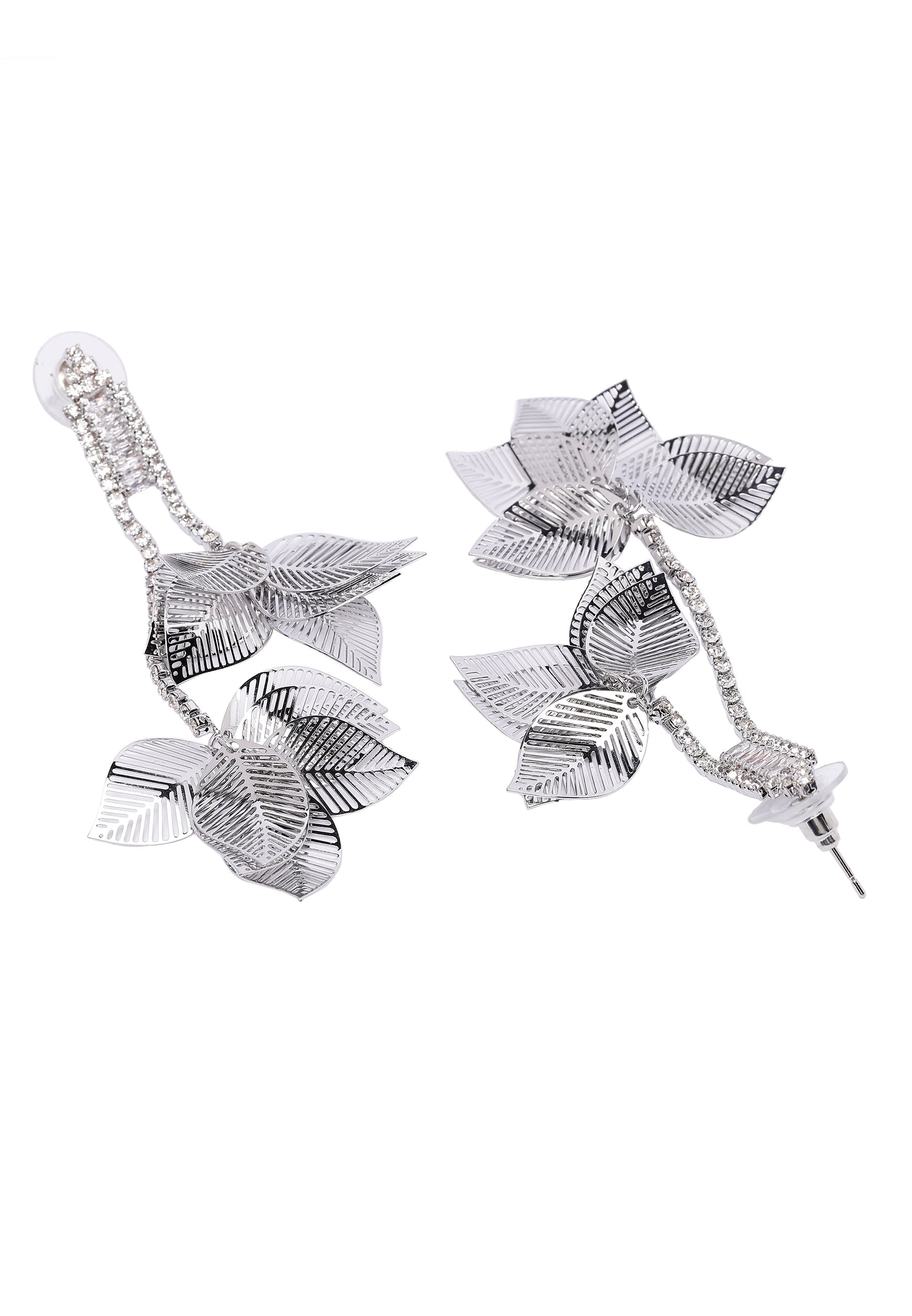 Crystal Leafy Dangling Earrings