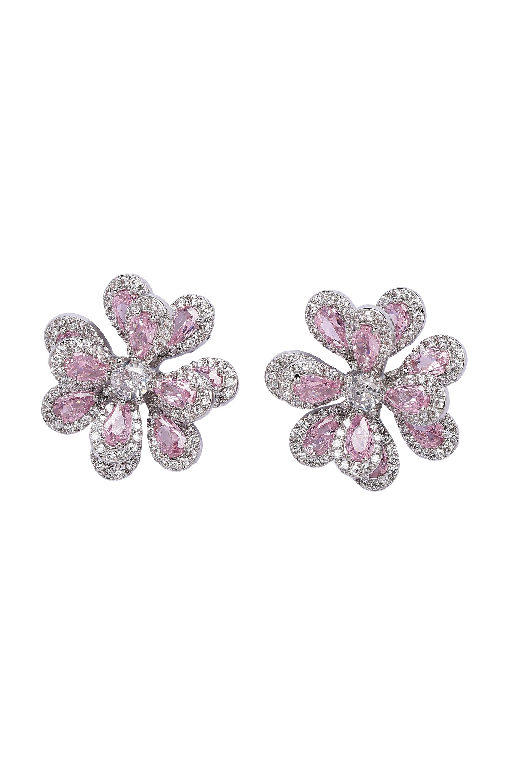 Light Pink sparkling Floral Stud Earrings