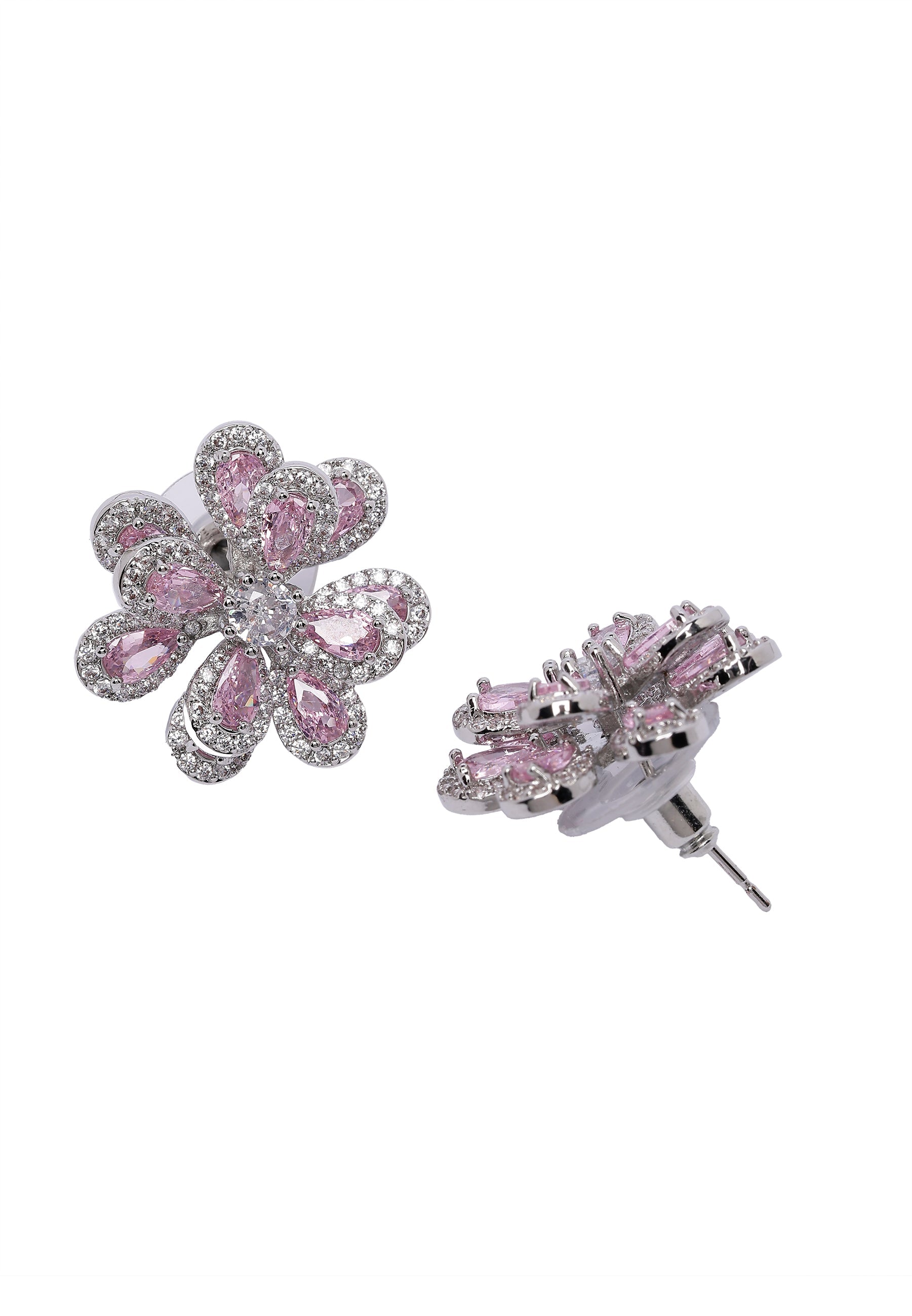 Light Pink sparkling Floral Stud Earrings