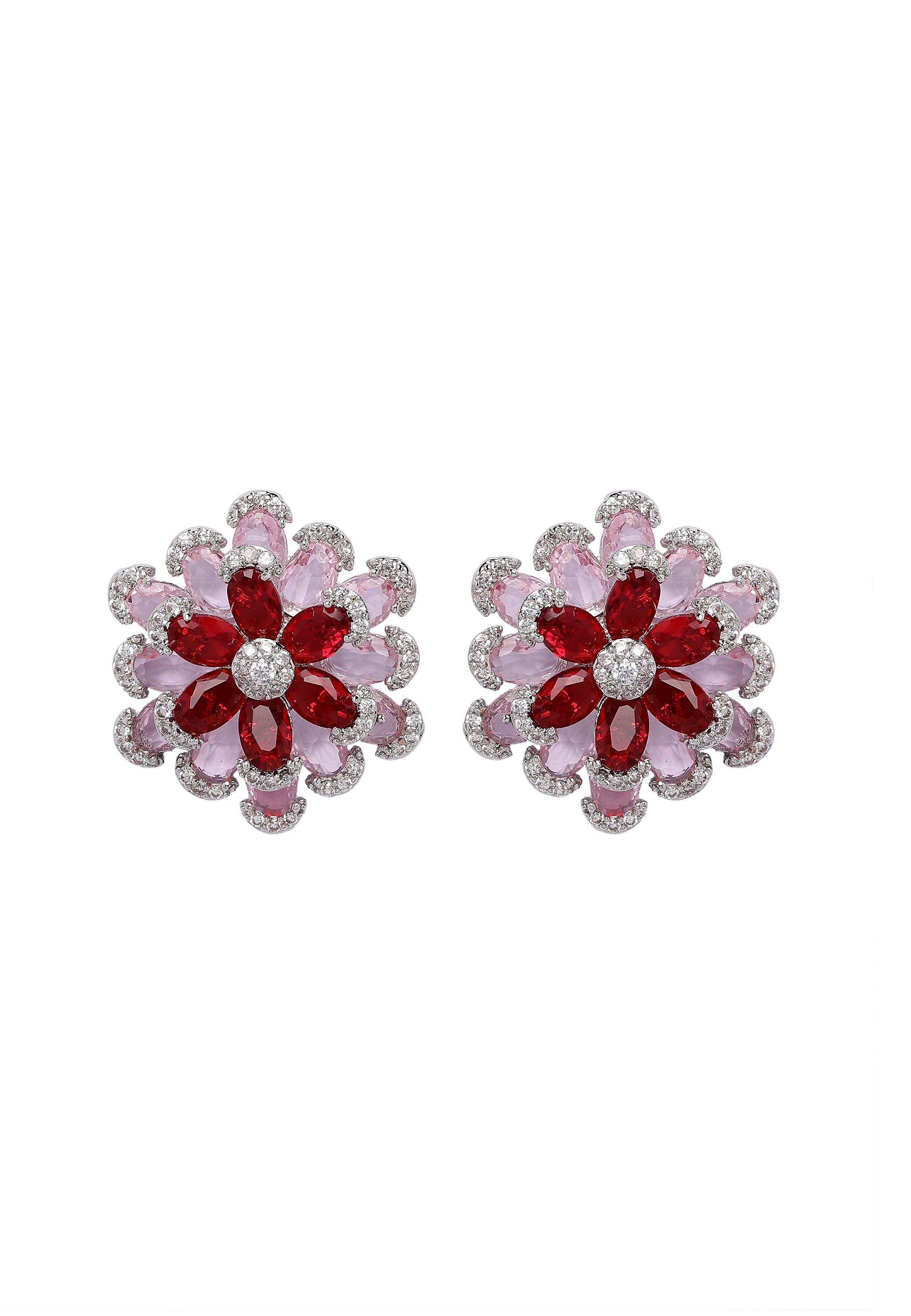 Ruby-Red Floral Earrings