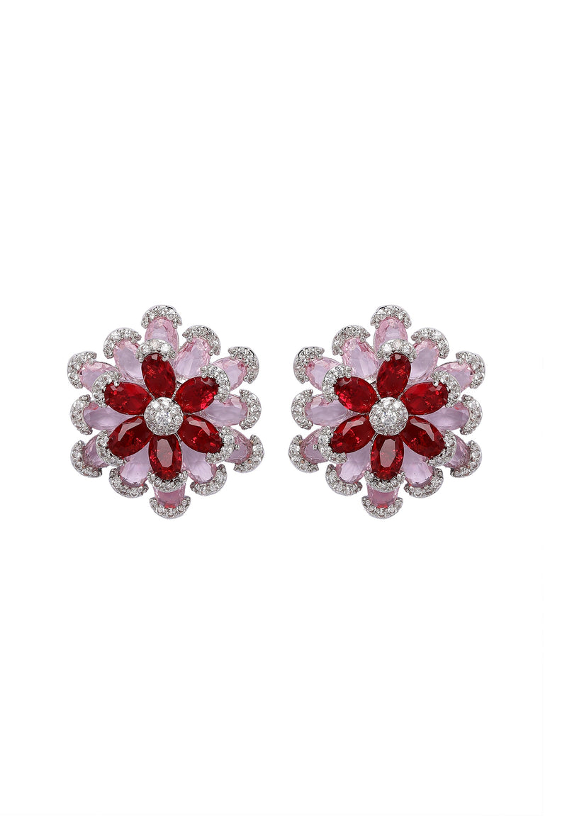 Ruby-Red Floral Earrings