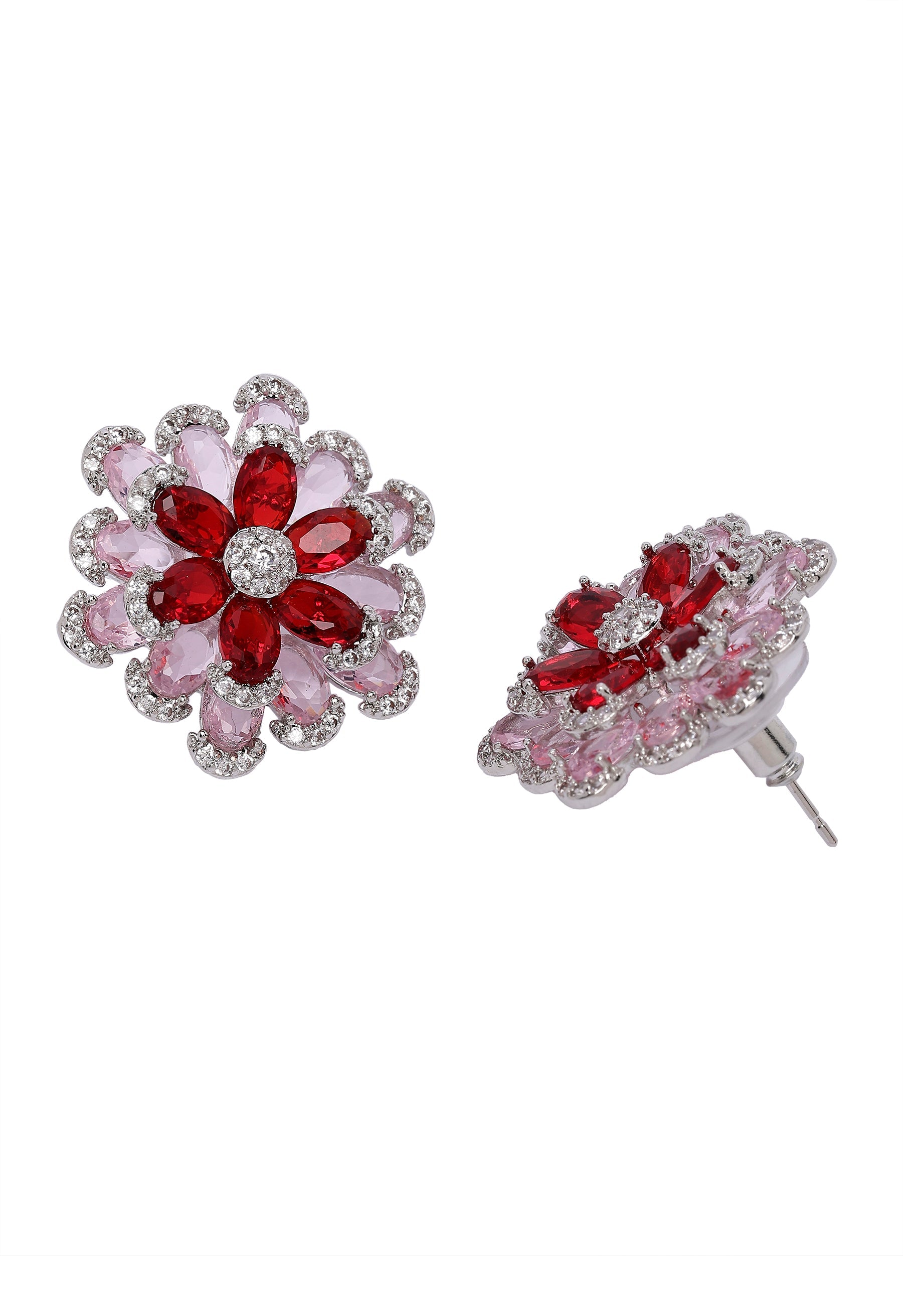 Ruby-Red Floral Earrings