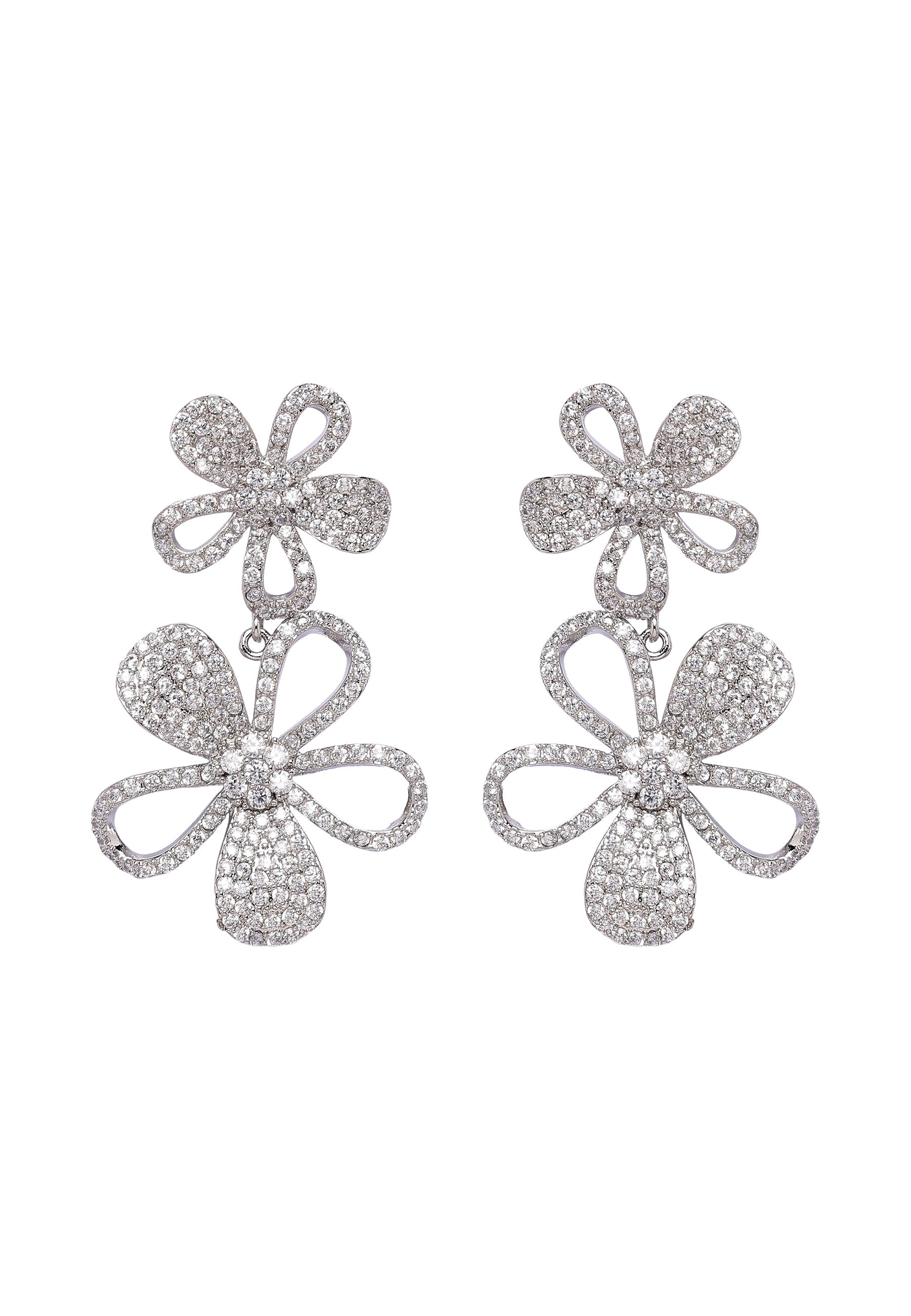Double Floral Drop Earrings