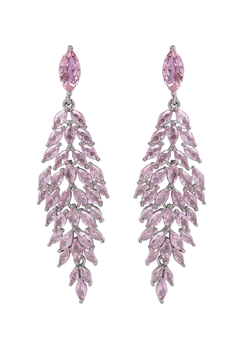 Light-Pink Leafy-Waterfall Earrings