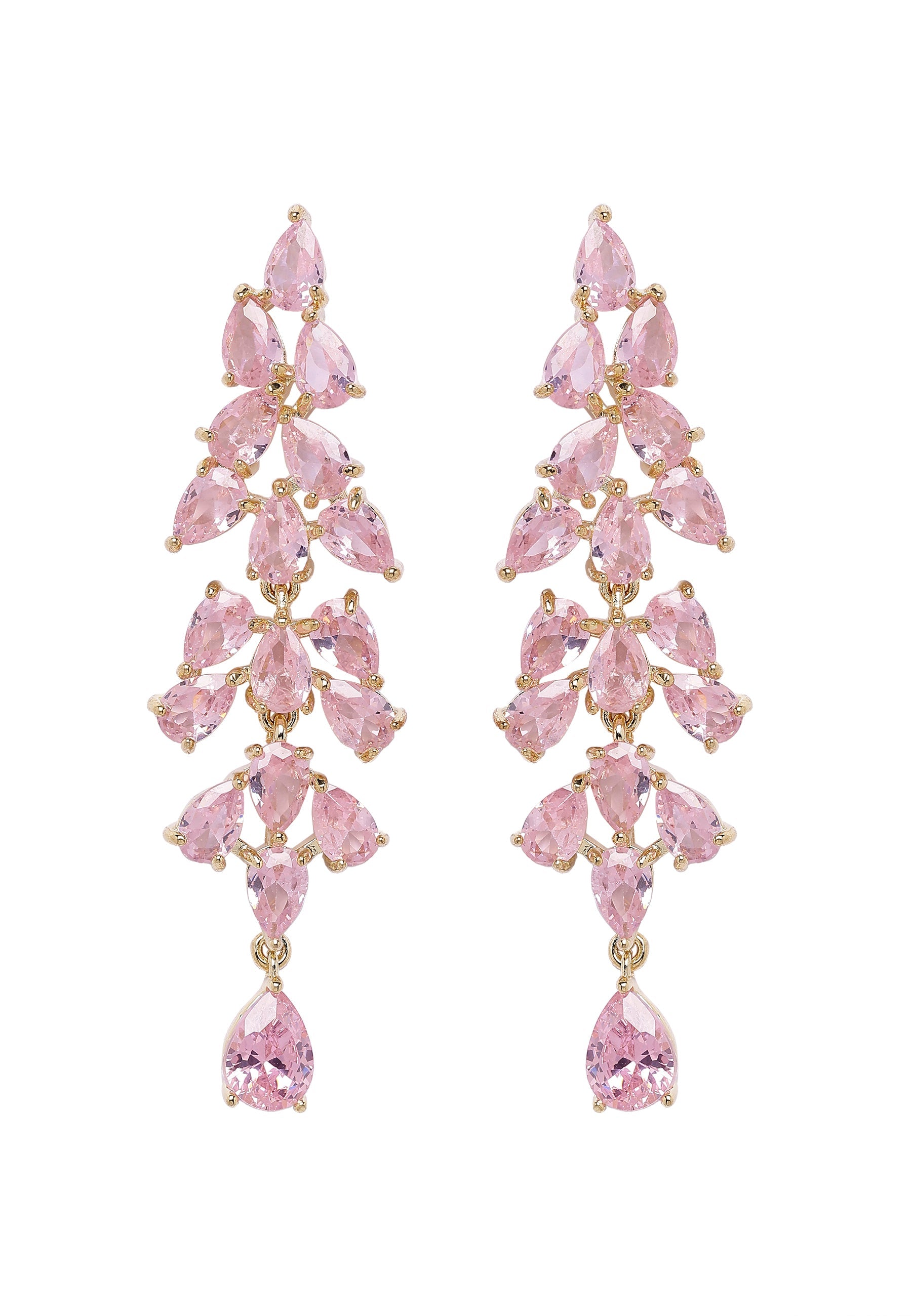 Pink Leafy Drop Earrings