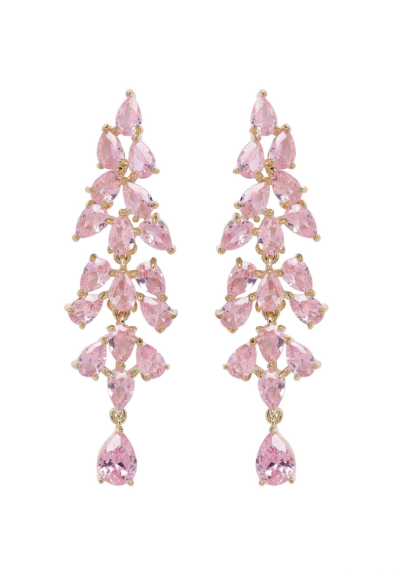 Pink Leafy Drop Earrings