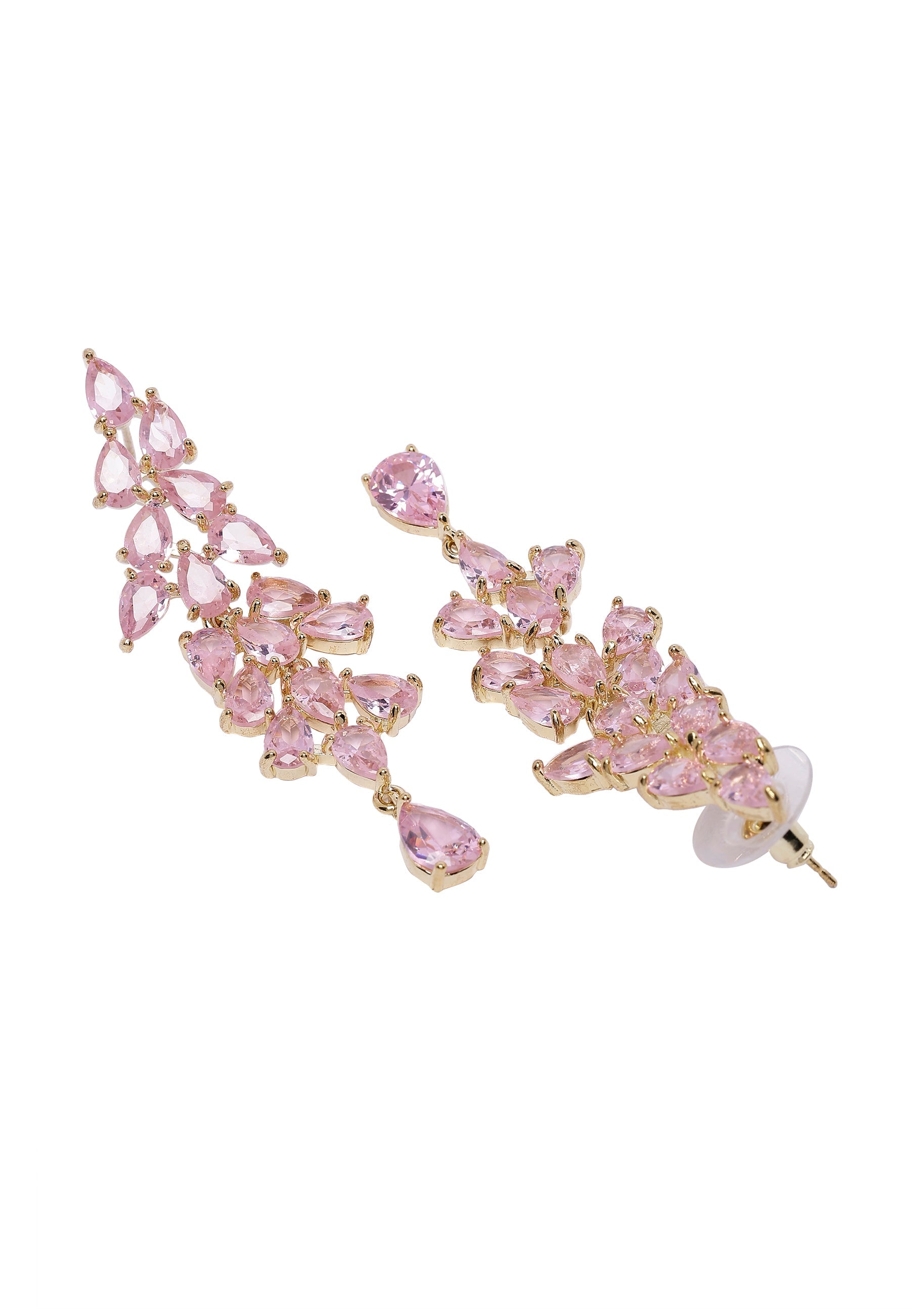Pink Leafy Drop Earrings
