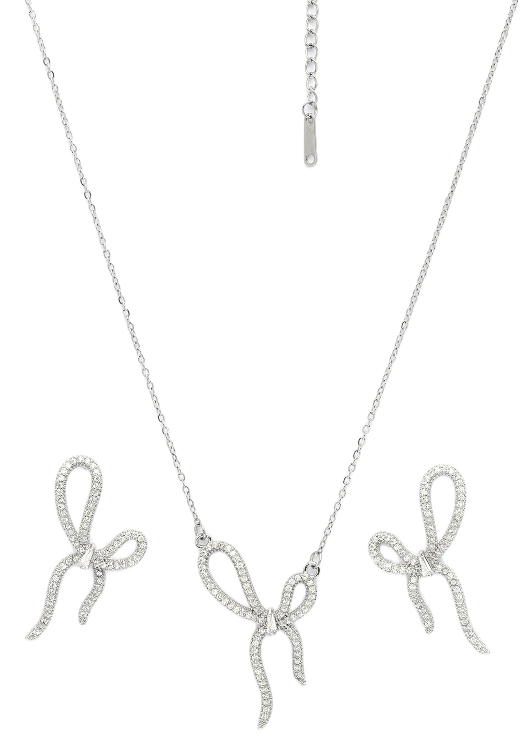 Twinkling Bow Earrings and Necklace Set