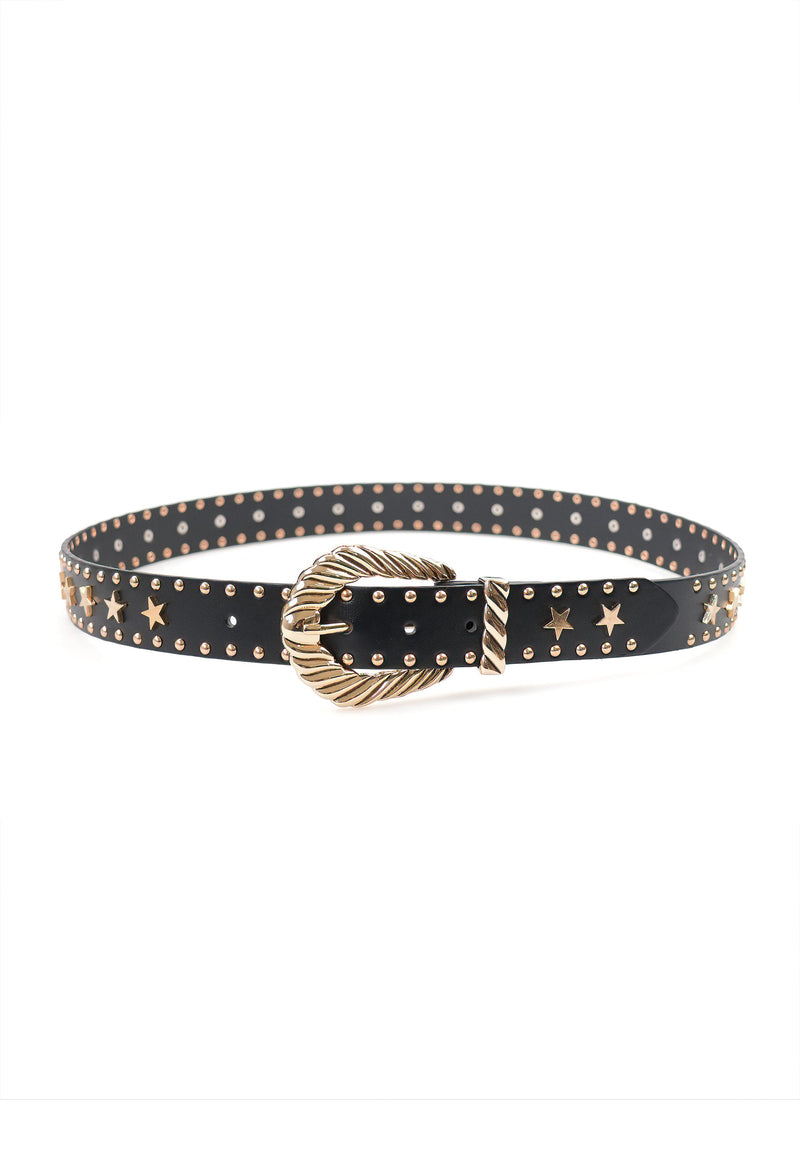 Sleek Black Belt with Star Detailing